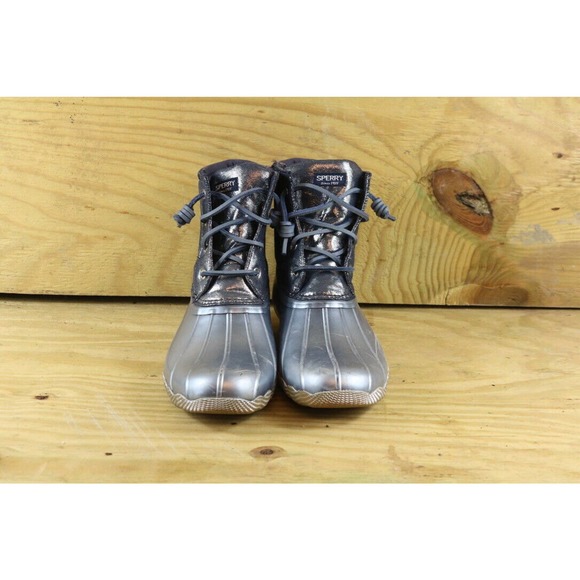 Sperry Boots Womens Duck Boots Saltwater 6M Blue Silver Shoes - Picture 2 of 7